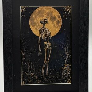 🖤📜 Vintage Skeleton Manuscript Art – Framed Gothic Wall Décor